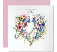 Wife Birthday Card - Heart of Flowers - Happy Birthday Card for Wife from Husband Partner, 145mm Floral Bouquet Greeting Cards