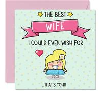 Wife Birthday Card - The Best I Could Ever Wish For - Happy Birthday Card for Wife from Husband Partner, 145mm Cute Bday Greeting Cards
