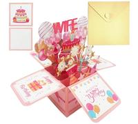 Wife Birthday Card, Wife Birthday Cards from Husband, 3D Funny Pop Up Card with Envelope and Note, Creative Gift Party Decoration Keepsake