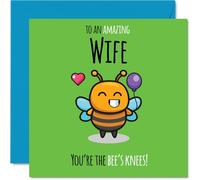 Wife Birthday Card - Youre The Bees Knees! - Happy Birthday Card for Wife from Husband Partner, 145mm cute bee Bday Greeting Cards