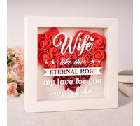 Wife Birthday Gifts from Husband, Wedding Anniversary Roses Gifts for Wife, Newlywed Presents for Wife Christmas Valentine's Day, Eternal Flower Roses Gift for Her Shadow Box