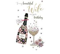 Wife Birthday Greeting Card Hand-Finished Champagne Range Cards