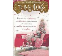 Wife Christmas Card, 9 x 6 cm, Gold Foil Finish, Cute Xmas Design