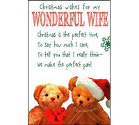 Wife Christmas Card - Cute Teddy Bears - Christmas Wishes For My Wonderful Wife - We Make The Perfect Pair