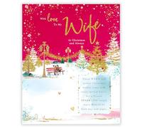 Wife Christmas Card - Festive Love Hearts and Trees - Artistic Romantic Design - Special Finish - Made in the UK - Eco-Friendly