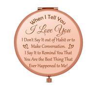 Wife Gift from Husband Travel Compact Pocket Makeup Mirror Engagement Gifts for Her Girlfriend Gifts Rose Gold Compact Mirror Valentines Day Gifts Anniversary Wedding Gifts for Fiancee Birthday Gifts