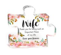 Wife Gifts, Thank You Gift with Touching Words for Wife, Decorative Acrylic Engraved Puzzle Piece Desktop Ornament for Birthday, Valentine's day, Christmas, Thanksgiving