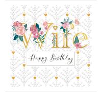 Wife Hearts Embossed Gold Foiled Birthday Greeting Card Espoir Range Cards
