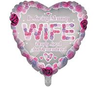 Wife Luxury Heart-Shaped Foil Balloons, Pink, Remembrance Balloons, Memorial Occasion, Unisex Adult, 1 Count, BL-RB18