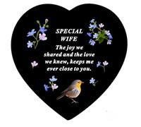 Wife Memorial Heart Plaque Robin Forget Me Not Graveside Remembrance Tribute