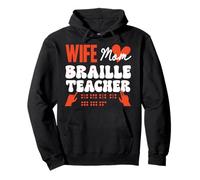 Wife Mom Braille Teacher Blind Awareness Pride Pullover Hoodie