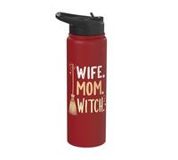 Wife. Mom. Witch. Spooky Halloween Magic Stainless Steel Insulated Water Bottle