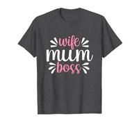 Wife Mum Boss - Cute Mother's Day Present - Mums The Boss T-Shirt, Men, Dark Heather Grey, Small
