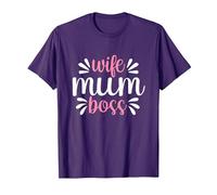 Wife Mum Boss - Cute Mother's Day Present - Mums The Boss T-Shirt, Men, Purple, Small