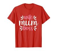 Wife Mum Boss - Cute Mother's Day Present - Mums The Boss T-Shirt, Men, Red, Medium