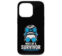 Wife of a Survivor Prostate Cancer Awareness Messy Bun Case for iPhone 13 Pro