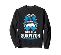 Wife of a Survivor Prostate Cancer Awareness Messy Bun Sweatshirt
