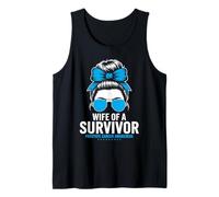Wife of a Survivor Prostate Cancer Awareness Messy Bun Tank Top