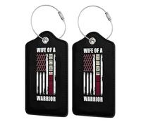 Wife of A Warrior Head and Neck Cancer Awareness Support Squad Leather Luggage Tags with Privacy Cover Id Card for Men Women Travel