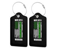 Wife of A Warrior Non-Hodgkin's Lymphoma Awareness Support Squad Leather Luggage Tags with Privacy Cover Id Card for Men Women Travel