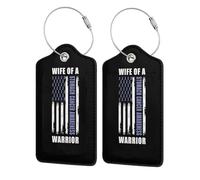 Wife of A Warrior Stomach Cancer Awareness Support Squad Leather Luggage Tags with Privacy Cover Id Card for Men Women Travel