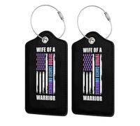 Wife of A Warrior Thyroid Cancer Awareness Support Squad Leather Luggage Tags with Privacy Cover Id Card for Men Women Travel