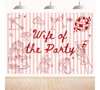 Wife of the Party Backdrop - Martini Drinking Bridal Shower Decor, Bride Photo Backdrop for Bachelorette Weekend Decor Pink Red Bach Party Banner 6 * 4ft