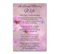 Wife On Our Anniversary Memorial Card Graveside Poem & Ground Stake F518, Multicoloured, 148mm x 105mm