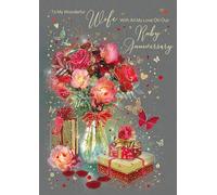 Wife Ruby Anniversary Card from the Grace Range complete with Gold Envelope and Gold Foil Detailing Cherry Orchard …