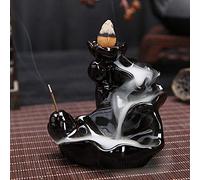 Wifehelper Ceramic Glaze Incense Burner Holder Stand Cones Backflow Censer for Home Indoor Decor