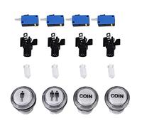 Wifehelper LED Push Button Kit, Sturdy Metal Buttons, Replaceable 4 Player Buttons for Game Machine, Game Hardware with Micro Switch for DIY Project