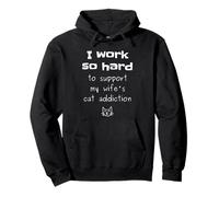 Wife's Cat Addiction Funny Quote Sarcastic Husband Graphic Pullover Hoodie