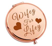 Wifey Compact Makeup Mirror Groom to Bride Gift for Anniversary Wedding Wifey for Lifey Folding Makeup Mirror for Wedding Day Bridal Shower Gifts for Bride to Be Engagement Present for Her Couple