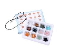 Wiffe 12pcs / set Colorful Five-Pointed Star Charm Natural Stone Pendant for Jewelry Making Earrings Findings Accessories Color Beads