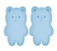 Wiffe 2pcs Dogs Bowl Feeding Mat with Raised Edges, Blue bear