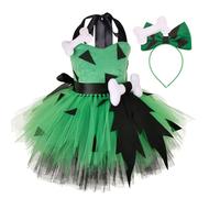 Wiffe 2Pcs Halloween Kids Dress, International Children ' s Day | Breathable Tulle Skirt with Bone Shaped Decor, Trendy Halloween Party Dress for Costume Celebrations