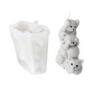 Wiffe 3D Stacked Animal Mold Adorable 3D Deer Elephant Kitten Bird Silicone for Homemade Cake Chocolate Golden Elephant Kitten