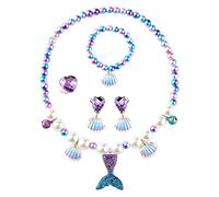 Wiffe 5 Pcs Halloween Kids Sequined Fish Tail Taile Pearl for Shell Pendant Necklace Ear Festive Costume Fishtail Jewelry