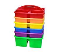 Wiffe 6Pcs Stackable Storage Basket with Handle 3 Section Organiser Case Portable Storage Bin for Art Supplies Tool Multifunctional Basket