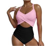 Wiffe Blocked Cutout Strap Swimsuit with Block Print, Gray S