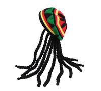 Wiffe Braid Hat for Adult Unisex Reggae Brimless Hat Stretchy Skull Carnivals Party Costume Props Jamaican
