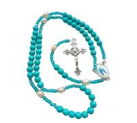 Wiffe Catholic Rosary Necklace with Blue Beads for Prayer, 1 skewer