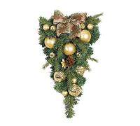 Wiffe Christmas Artificial Wreath Upside Down, Golden hand drawn, A