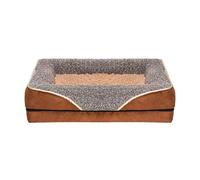 Wiffe Creative Pet Bed with Detachable Cushion, Dark brown S | Rectangular Basket Pet Bed for Household Waterproof Waterproof Basket Supplies Soft Handle Warm Bed