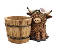 Wiffe Handcrafted 3D Cow Statue Featuring Detachable Flower Pots Container Ideal for Patios Tabletop Garden Decoration Resin Playful Outdoor Cattle Planter