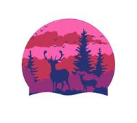 Wiffe Hat for Long Hair, Soft Silicone Swimming Cap with Deer Tree Print for Pool Practice, Beach Trips, and Daily Swimming Days Lap Swim Headwear Recreational Gear Pool Head Cover Stretch Hat Cap