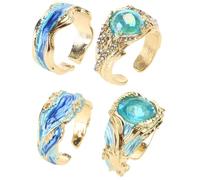 Wiffe Inspirational Oceans Rings Adjustable Waving Designs in Silver Elegant Gifts for Women Ladies Sturdy Resin Craftsmanship Inspirational Jewelry