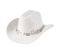Wiffe Metal Star Chain Belt Sun Cap for Women Men Outdoor Activity Sun Protections Hat for Theme Party and Beach Vacation Trendy Cowgirl Hat with Star Cutouts for Outdoor Activities