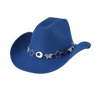 Wiffe Metal Star Chain Belt Sun Cap for Women Men Outdoor Activity Sun Protections Hat for Theme Party and Beach Vacation Trendy Cowgirl Hat with Star Cutouts for Outdoor Activities
