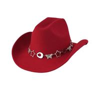Wiffe Metal Star Chain Belt Sun Cap for Women Men Outdoor Activity Sun Protections Hat for Theme Party and Beach Vacation Trendy Cowgirl Hat with Star Cutouts for Outdoor Activities